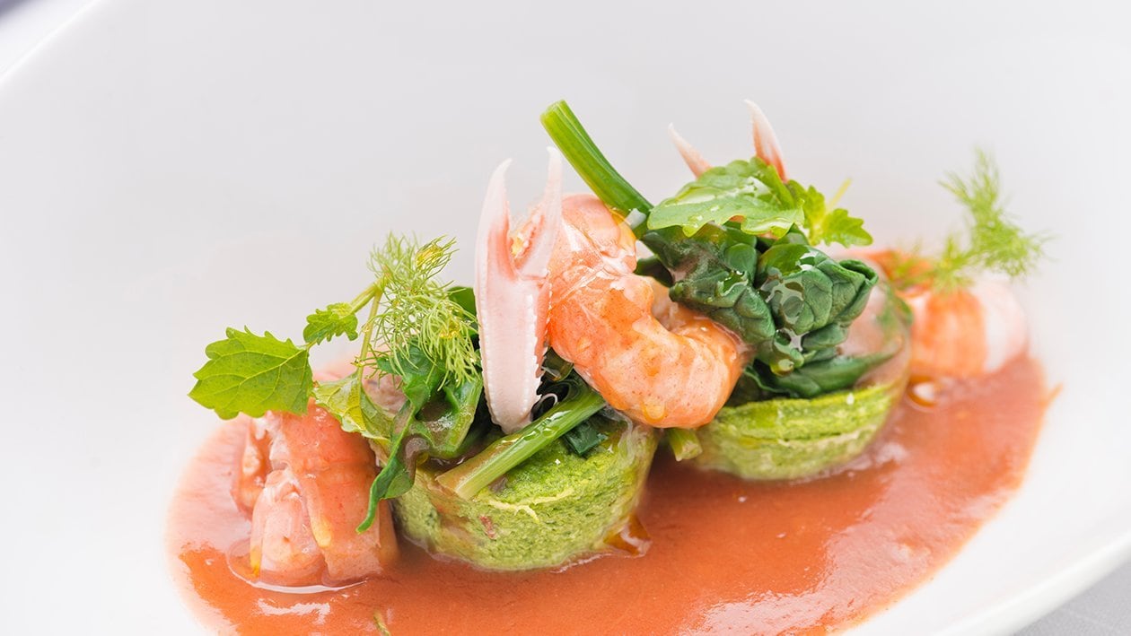 Скариди, спаначено суфле и мариско сос – - Рецепта