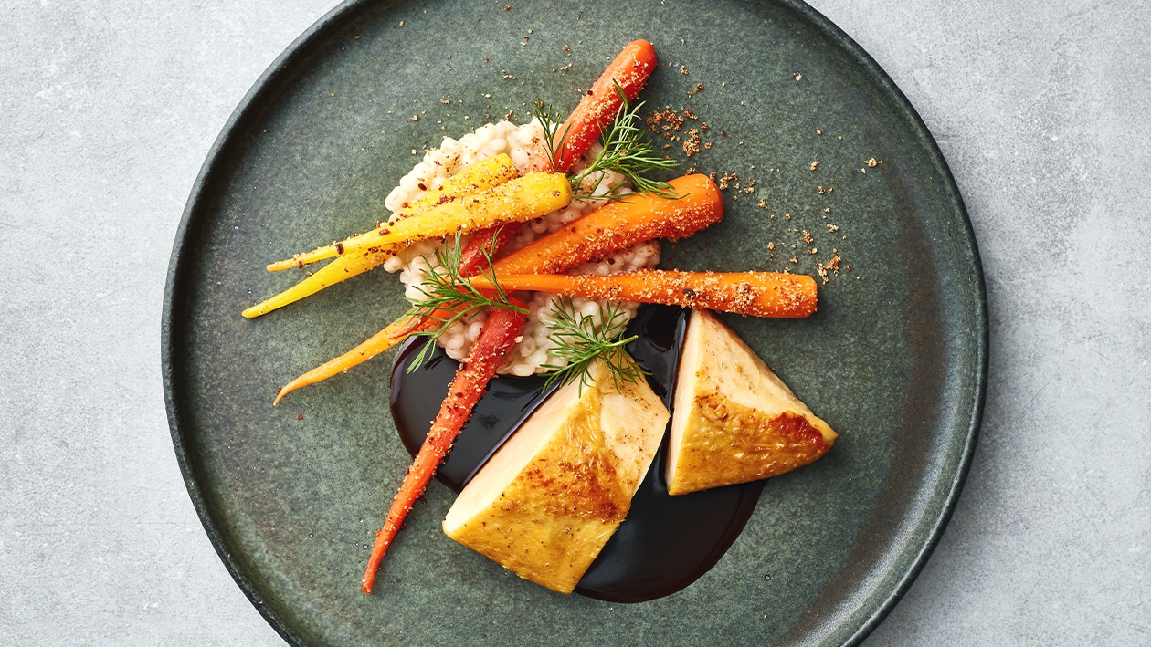Царевично пиле с ризото от булгур и бейби моркови – - Рецепта