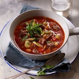 Мексиканска доматена супа с топчета и бакла/нахут Мексиканска доматена супа с топчета и бакла/нахут